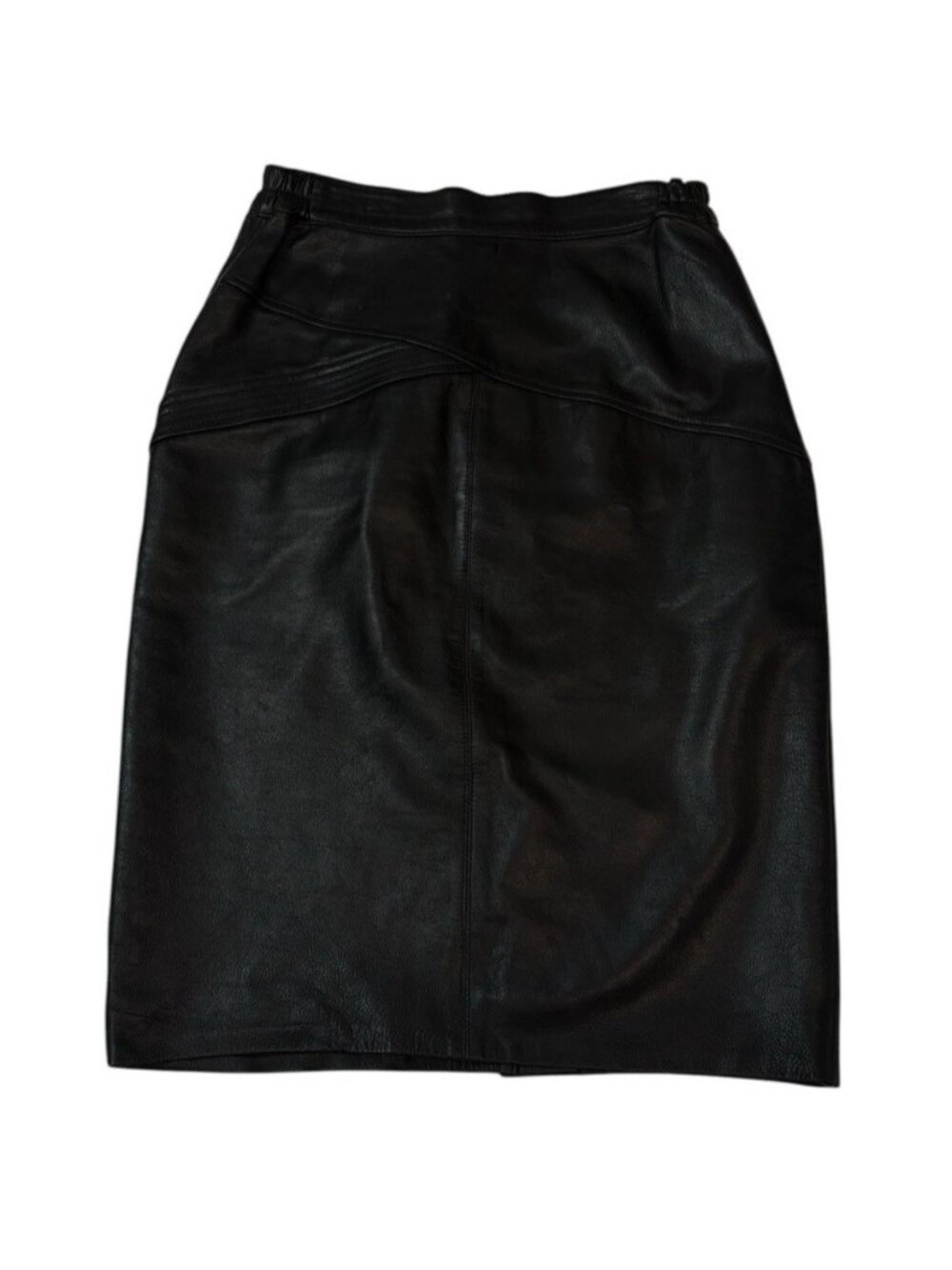 *Vintage Suzelle Black Leather Pencil Skirt Womens Size 10 80's 90's Y2K